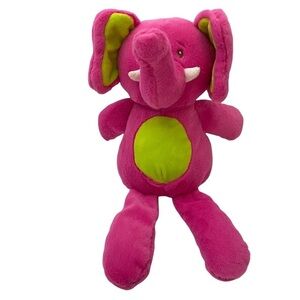Animal Adventure Sweet Sprouts Fuchsia Neon Green Elephant Plush NWOT